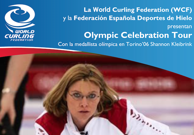 , Olympic Tour Celebration de Curling, con la medallista olímpica Shannon Kleibrink en Jaca, Real Federación Española Deportes de Hielo