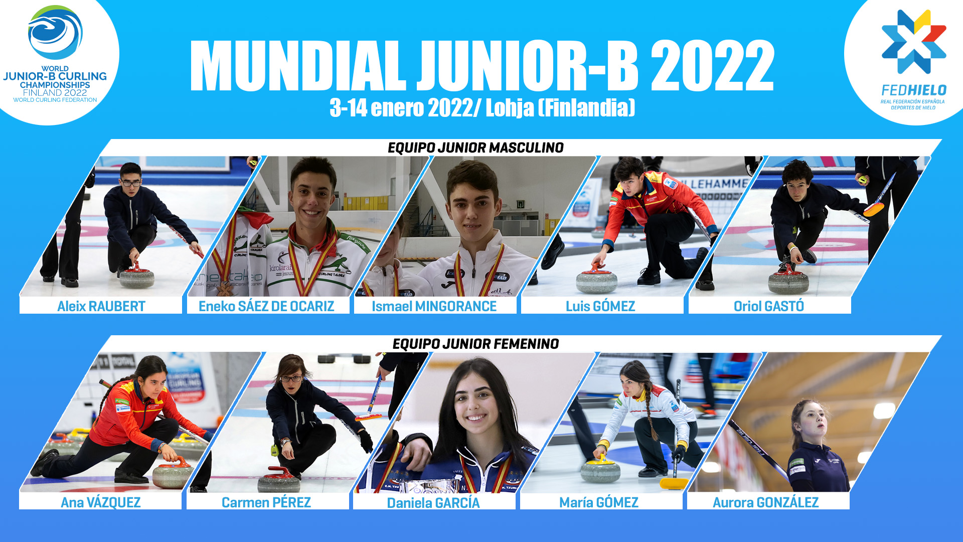 curling, Los jóvenes talentos del curling afrontan el Mundial Junior-B en Lohja, Real Federación Española Deportes de Hielo