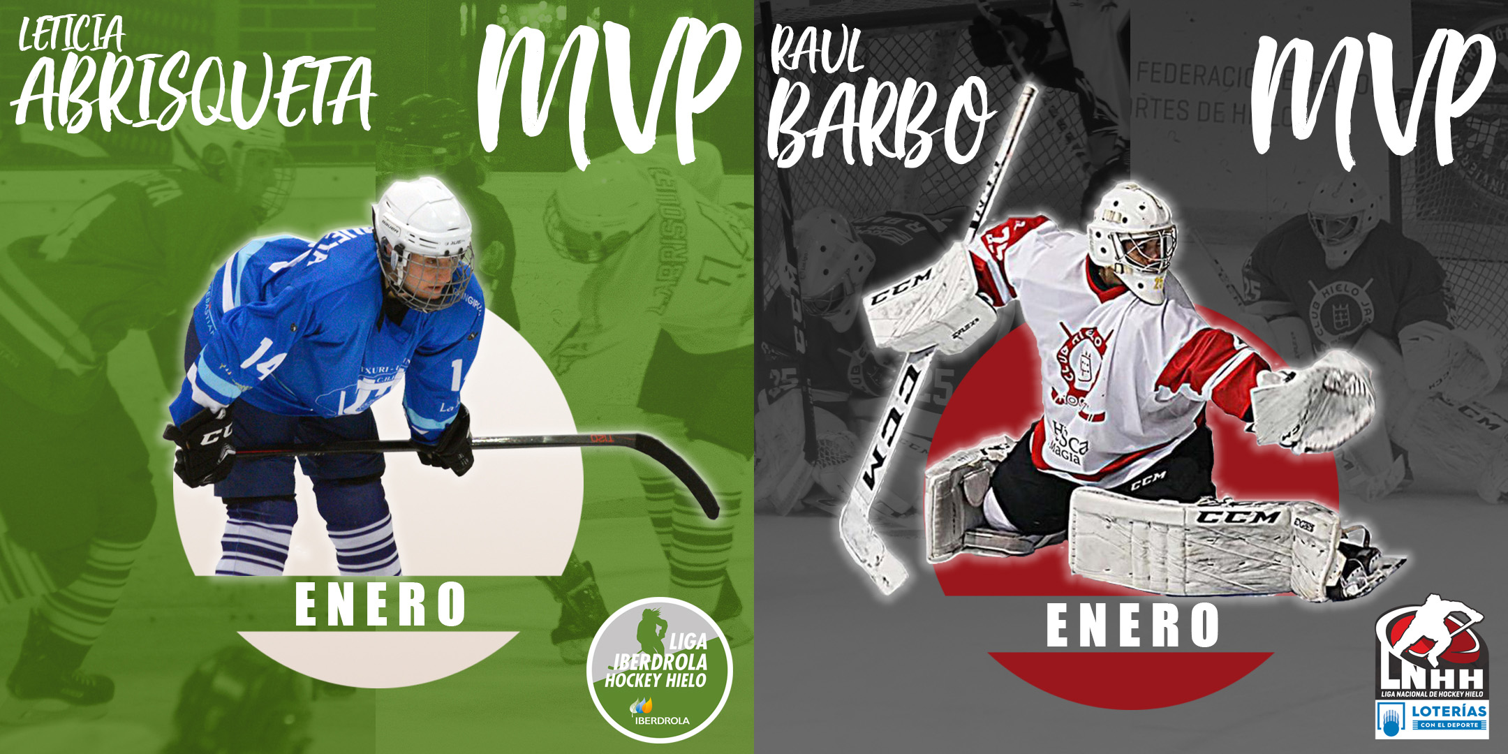 , Leticia Abrisqueta y Raúl Barbo, MVPs de enero, Real Federación Española Deportes de Hielo