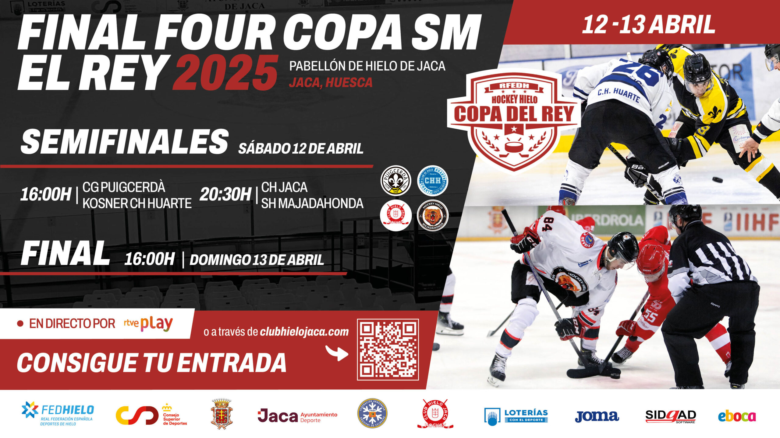 , Puigcerdà, Jaca, Majadahonda y Huarte se citan en la Final Four de la Copa de SM el Rey 2025, Real Federación Española Deportes de Hielo