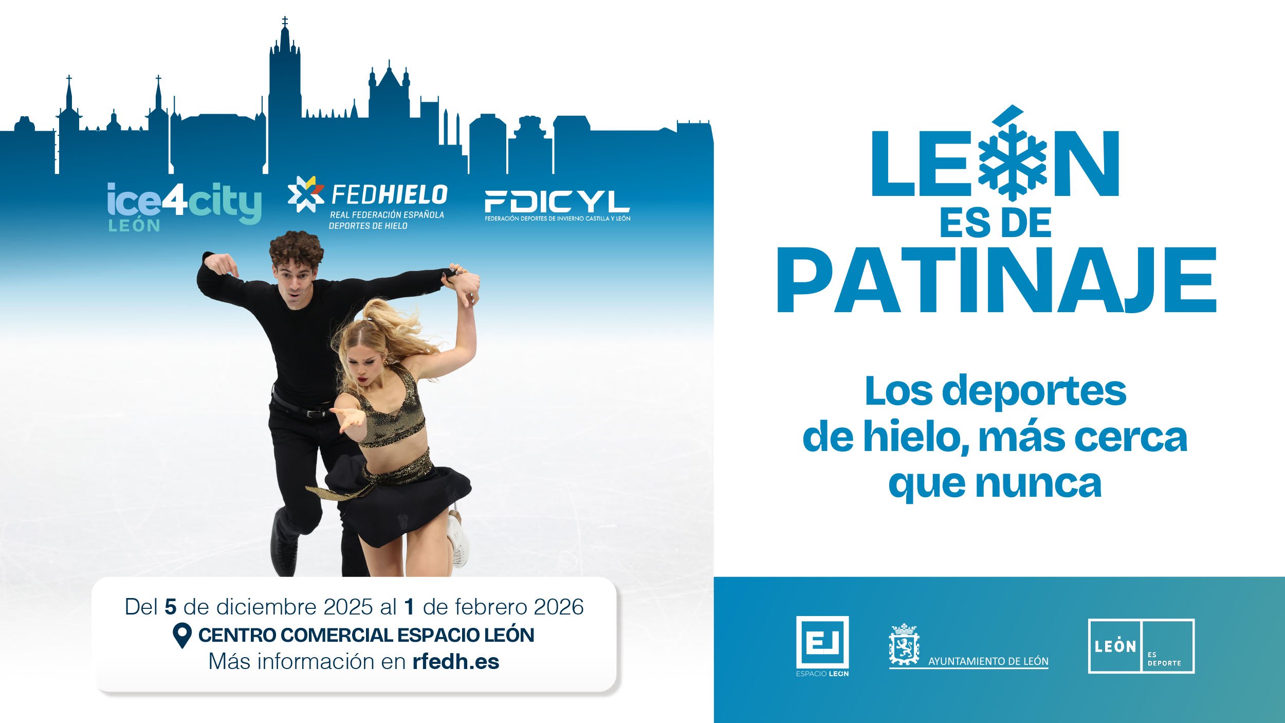 , Los ol&iacute;mpicos Sof&iacute;a Val & Asaf Kazimov encabezan ma&ntilde;ana un elenco de lujo en la exhibici&oacute;n de patinaje art&iacute;stico de ice4city Le&oacute;n, Real Federaci&oacute;n Espa&ntilde;ola Deportes de Hielo