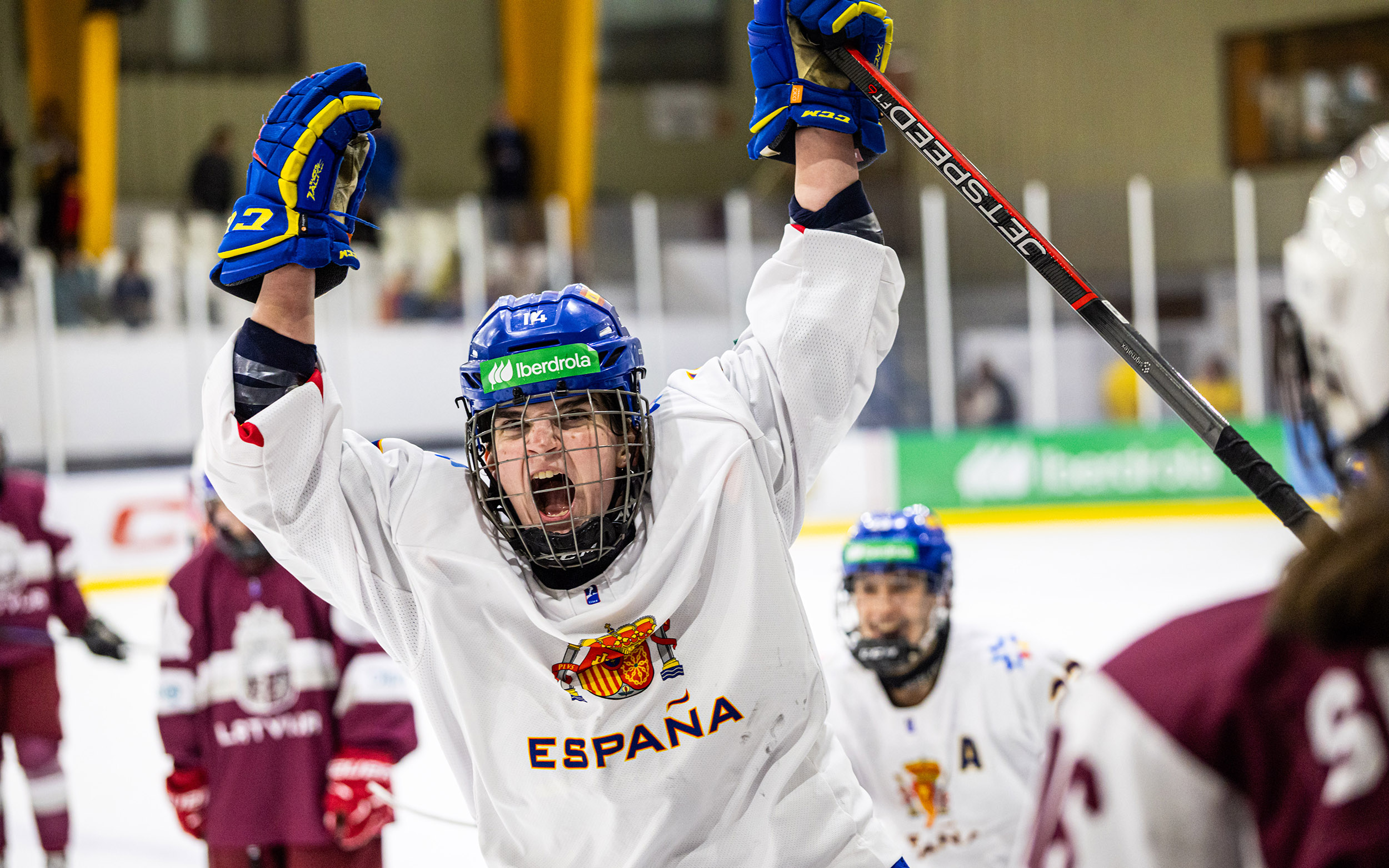 , Espa&ntilde;a logra su primera victoria en Divisi&oacute;n I ante Letonia (0-3)&nbsp;, Real Federaci&oacute;n Espa&ntilde;ola Deportes de Hielo